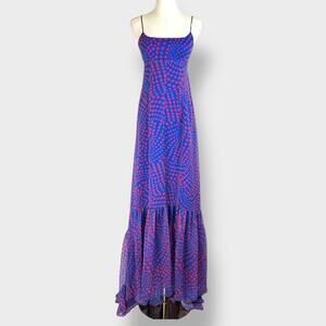 STAUD Blue and Red Maxi Dress